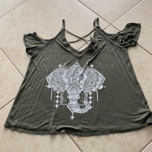 Green elephant dressy shirt